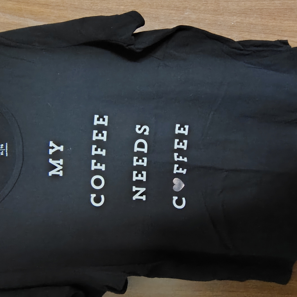 Black Graphic T-Shirt with Coffee Print